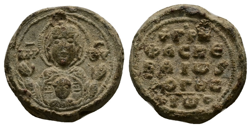 PB Byzantine seal of John (AD 11th century, second half)
Obv: Bust of the Mothe...