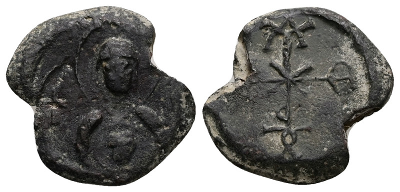 PB Byzantine seal of Theodore chartoularios (AD 6th – 7th centuries)
Obv: Bust ...