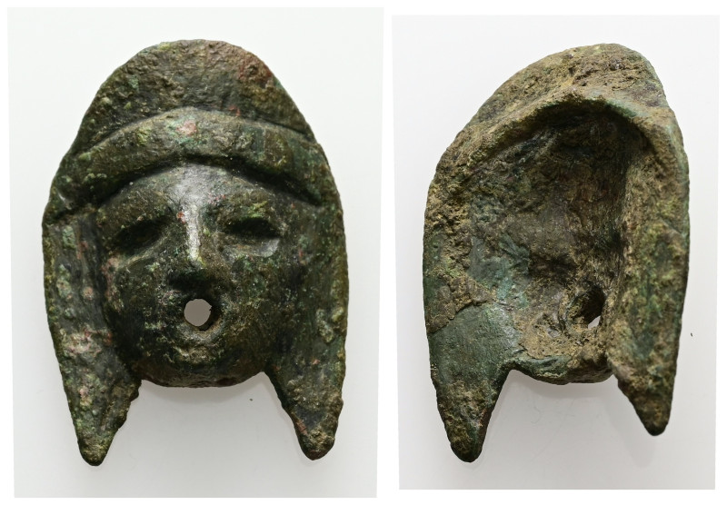 AE Greco-Roman tragic mask (AD 1st – 3rd centuries)
Bronze theatrical mask of a...