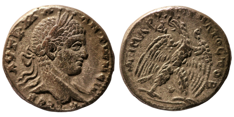 Elagabal. (218-222 AD). Billon Tetradrachm. (27mm 13,83g) Antioch. Obv: laureate...