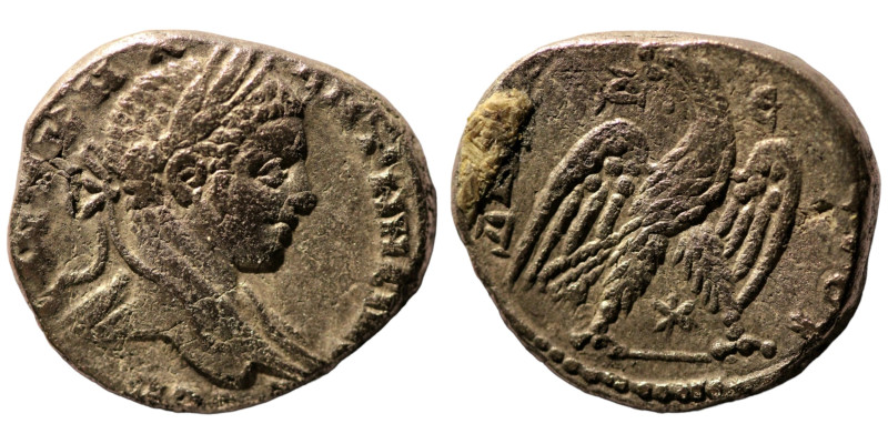 Elagabal. (218-222 AD). Billon Tetradrachm. (25mm 13,81g) Antioch. Obv: laureate...