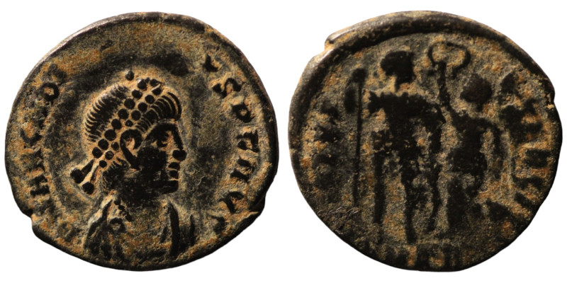 Arcadius. (394-400 AD). Follis. (19mm, 2,74g) Antioch. Obv: DN ARCADIVS PF AVG. ...