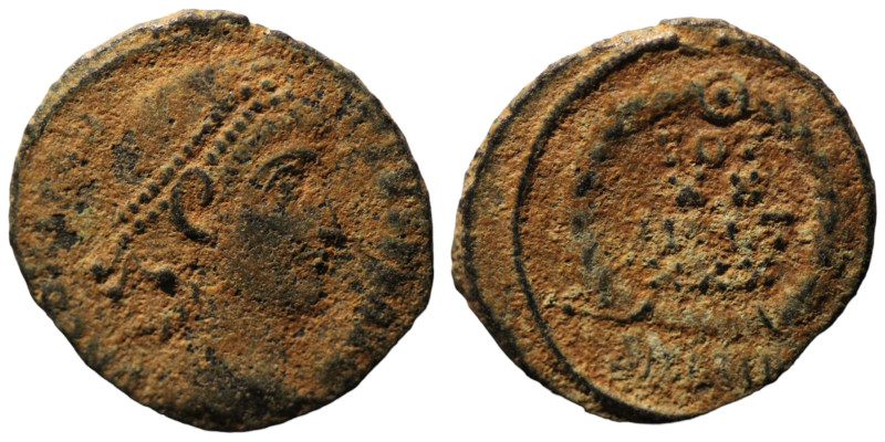 Constans. (347-348 AD). Æ Follis. (15mm, 1,82g) Antioch. Obv: D N CONSTANS P F A...