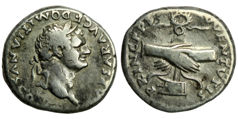 Domitian under Titus. (80 AD) AR Denar. (17mm, 3,08g) Rome. Obv: CAESAR AVG F DO...