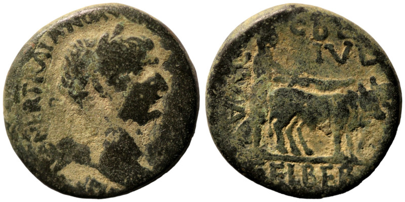 Trajan. (98-117 AD) Bronze Æ. (24mm, 12,49g) Berytos. Phoenicia. Obv: laureate b...