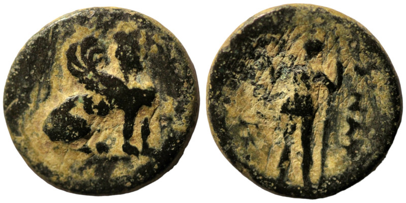 Pamphylia. Perge. (260-230 BC) Bronze Æ. (17mm, 3,61g) Obv: sphinx seated right....