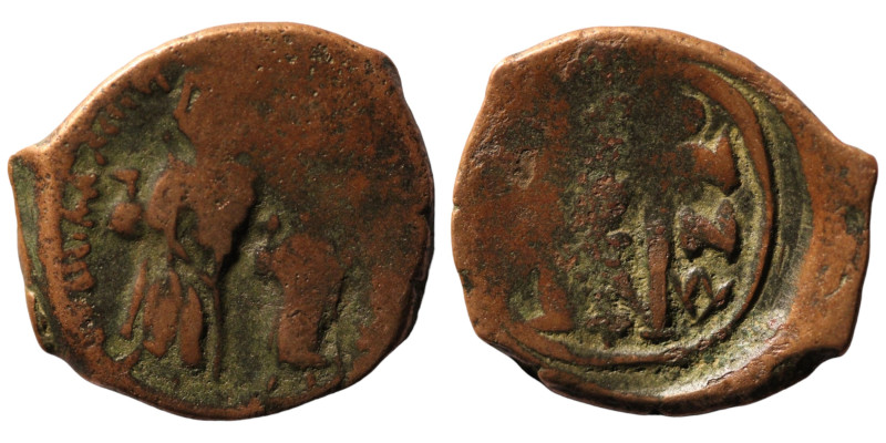 Justin II. and Sophia. (565-578 AD). Follis. (33mm, 11,52g) Theoupolis. Obv: Jus...