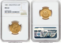 Republic gold 5 Pesos (Argentino) 1881 MS62 NGC, Buenos Aires mint, KM31, Fr-14. HID09801242017 © 2023 Heritage Auctions | All Rights Reserved