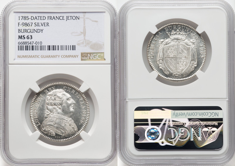 Louis XVI silver "Comitia Burgundiae" Jeton 1785-Dated MS63 NGC, Burgundy. Feuar...