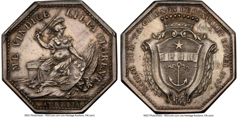 Louis XVI silver "Crignon de Bonvalet" Jeton 1786-Dated AU58 NGC, Feuardent-8151...