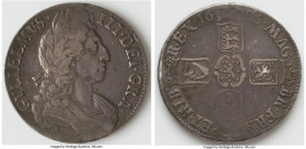 William III Crown 1696 Fine, KM494.1, S-3470. Octavo edge, first bust, first harp issue. 39.2mm. 29.28gm. HID09801242017 © 2023 Heritage Auctions | Al...