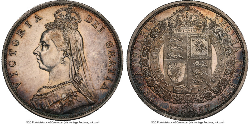 Victoria 1/2 Crown 1887 AU Details (Obverse Cleaned) NGC, KM764, S-3924. Jubilee...