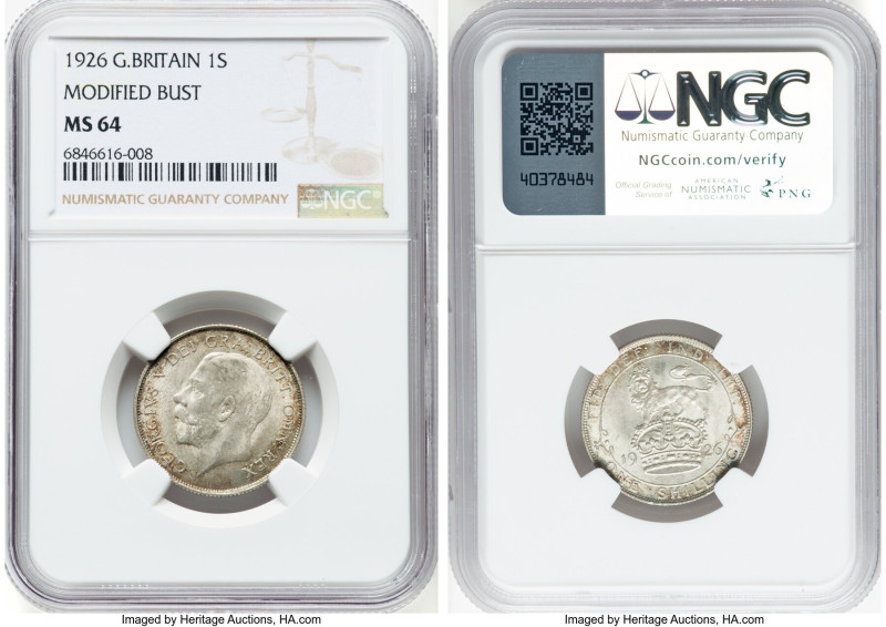 George V Shilling 1926 MS64 NGC, KM829. Modified head/bust variety. HID098012420...