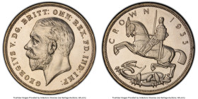 George V Specimen "Jubilee" Crown 1935 SP65 PCGS, KM842, S-4049. Silver .500 Fine. Incuse edge lettering. Accompanied by red cardboard box of issue. H...