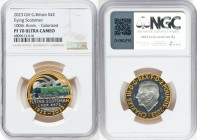 Charles III gilt-silver Colorized Proof "Flying Scotsman Centenary" 2 Pounds 2023 PR70 Ultra Cameo NGC, Mintage: 5,782. Edge Inscription: LIVE FOR THE...