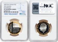 Charles III gilt-silver Proof "Ada Lovelace" 2 Pounds 2023 PR70 Ultra Cameo NGC, Mintage: 1,760. Edge Inscription: INNOVATION IN SCIENCE LOVELACE. Fir...