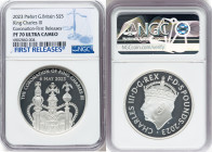 Charles III silver Proof Piefort "Coronation Regalia - King Charles III Coronation" 5 Pounds 2023 PR70 Ultra Cameo NGC, Mintage: 3,260. Edge Inscripti...