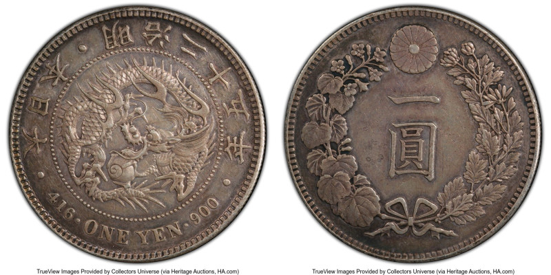 Meiji Yen Year 25 (1892) XF Details (Cleaned) PCGS, Osaka mint, KM-YA25.3, JNDA ...