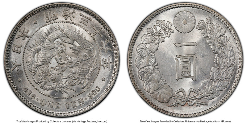 Meiji Yen Year 36 (1903) MS63 PCGS, Osaka mint, KM-YA25.3, JNDA-01-10A. HID09801...