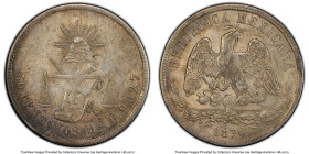 Republic 50 Centavos 1876 Ho-F AU58 PCGS, Hermosillo mint, KM407.5. No doubt a rarity with this specimen being the sole "Top Pop" on the PCGS census o...