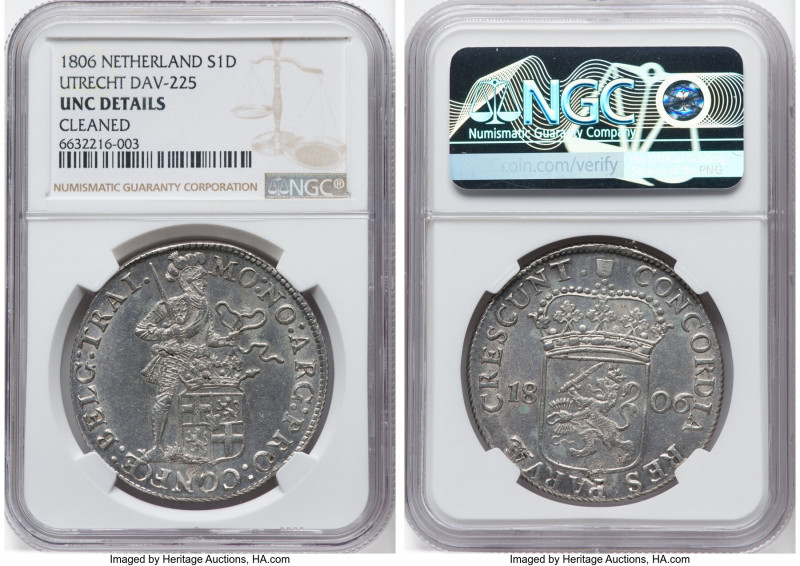 Kingdom of Holland. Louis Napoleon Rijksdaalder (Silver Ducat) 1806 UNC Details ...