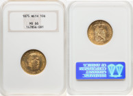 Willem III gold 10 Gulden 1875 MS66 NGC, Utrecht mint, KM105, Fr-342. HID09801242017 © 2023 Heritage Auctions | All Rights Reserved