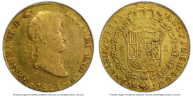 Ferdinand VII gold 8 Escudos 1818 LM-JP VF Details (Damage) PCGS, Lima mint, KM129.1, Cal-1765. HID09801242017 © 2023 Heritage Auctions | All Rights R...