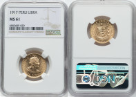 Republic gold Libra 1917 MS61 NGC, Lima mint, KM207, Fr-73. HID09801242017 © 2023 Heritage Auctions | All Rights Reserved