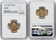Republic gold Libra 1919 AU58 NGC, Lima mint, KM207, Fr-73. HID09801242017 © 2023 Heritage Auctions | All Rights Reserved