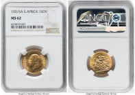 George V gold Sovereign 1931-SA MS62 NGC, Pretoria mint, KM-A22, S-4005. HID09801242017 © 2023 Heritage Auctions | All Rights Reserved