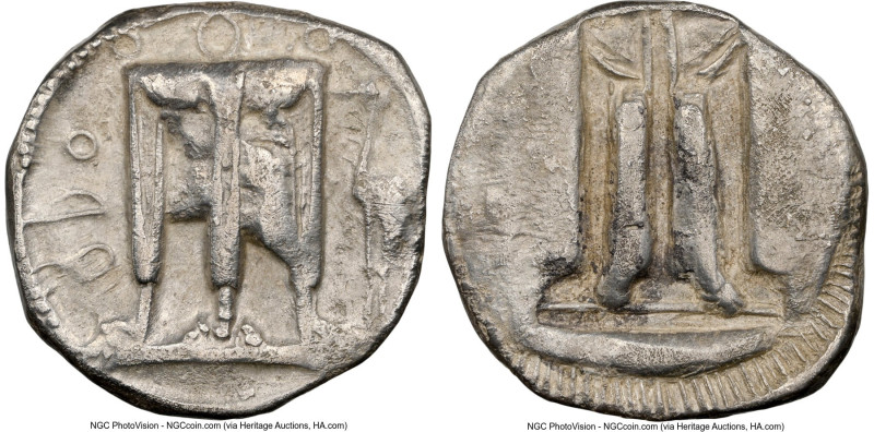BRUTTIUM. Croton. Ca. 480-430 BC. AR stater (20mm, 6h). NGC Choice VF. ϘPO, trip...