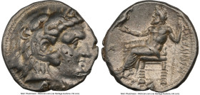 MACEDONIAN KINGDOM. Alexander III the Great (336-323 BC). AR tetradrachm (25mm, 17.16 gm, 12h). NGC Choice VF 4/5 - 2/5, countermark, graffiti, scuff....