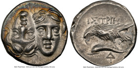 MOESIA. Istrus. Ca. 4th century BC. AR drachm (18mm, 5.60 gm, 1h). NGC AU 5/5 - 4/5. Two male heads facing, left head inverted / IΣTPIH, sea eagle sta...