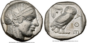 ATTICA. Athens. Ca. 465-455 BC. AR tetradrachm (24mm, 17.20 gm, 5h). NGC Choice XF 4/5 - 3/5. Head of Athena right, wearing crested Attic helmet ornam...