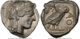 ATTICA. Athens. Ca. 440-404 BC. AR tetradrachm (26mm, 17.17 gm, 12h). NGC MS 5/5 - 4/5. Mid-mass coinage issue. Head of Athena right, wearing earring,...
