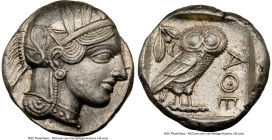 ATTICA. Athens. Ca. 440-404 BC. AR tetradrachm (25mm, 17.20 gm, 10h). NGC Choice AU 5/5 - 4/5. Mid-mass coinage issue. Head of Athena right, wearing e...