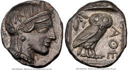 ATTICA. Athens. Ca. 440-404 BC. AR tetradrachm (25mm, 17.21 gm, 6h). NGC Choice AU 5/5 - 4/5, edge cut. Mid-mass coinage issue. Head of Athena right, ...