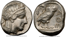 ATTICA. Athens. Ca. 440-404 BC. AR tetradrachm (24mm, 17.18 gm, 12h). NGC Choice XF 5/5 - 4/5. Mid-mass coinage issue. Head of Athena right, wearing e...