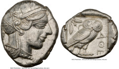 ATTICA. Athens. Ca. 440-404 BC. AR tetradrachm (25mm, 17.17 gm, 10h). NGC Choice XF 5/5 - 4/5. Mid-mass coinage issue. Head of Athena right, wearing e...