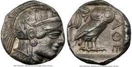 ATTICA. Athens. Ca. 440-404 BC. AR tetradrachm (24mm, 17.13 gm, 9h). NGC Choice XF 4/5 - 3/5. Mid-mass coinage issue. Head of Athena right, wearing ea...