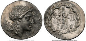 AEOLIS. Myrina. Ca. mid-2nd century BC. AR tetradrachm (33mm, 16.61 gm, 11h). NGC Choice XF 5/5 - 2/5. Ca. 150 BC. Laureate head of Apollo right, hair...