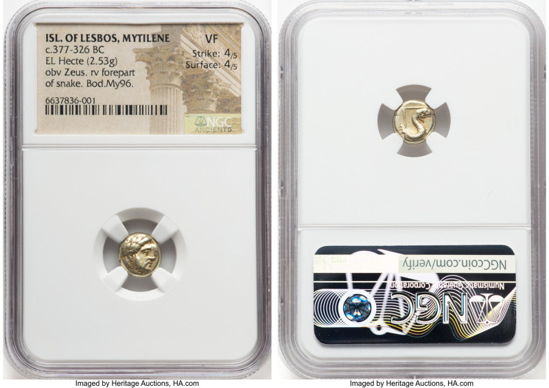 LESBOS. Mytilene. Ca. 377-326 BC. EL sixth-stater or hecte (10mm, 2.53 gm, 6h). ...