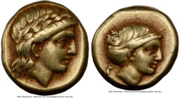 LESBOS. Mytilene. Ca. 377-326 BC. EL sixth-stater or hecte (10mm, 2.53 gm, 11h). NGC VF 5/5 - 4/5. Laureate head of Apollo right / Head of Artemis rig...