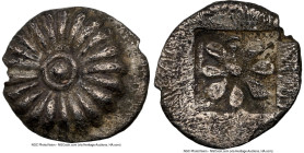 IONIA. Erythrae. Ca. 480-450 BC. AR hemiobol (7mm). NGC XF. Rosette / Simpler rosette within incuse square. SNG von Aulock 1807. Klein 387. SNG Kayhan...