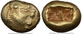 LYDIAN KINGDOM. Alyattes or Walwet (ca. 610-546 BC). EL third-stater or trite (13mm, 4.70 gm). NGC Choice VF 5/5 - 3/5, countermarks. Lydo-Milesian st...