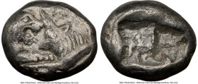 LYDIAN KINGDOM. Croesus (561-546 BC). AR sixth-stater (10mm, 1.76 gm). NGC Choice VF 4/5 - 3/5. Croeseid standard, Sardes. Confronted foreparts of lio...
