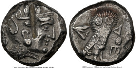 MESOPOTAMIA. Ca. late 4th century BC. AR tetradrachm (22mm, 16.96 gm, 8h). NGC Choice XF 5/5 - 2/5, test cut, countermark. Imitating Athens. Head of A...