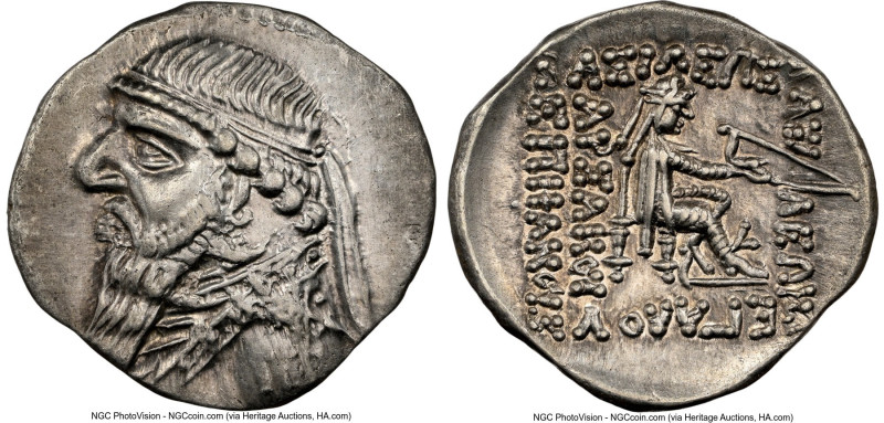 PARTHIAN KINGDOM. Mithradates II (ca. 121-91 BC). AR drachm (21mm, 1h). NGC Choi...