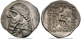 PARTHIAN KINGDOM. Mithradates II (ca. 121-91 BC). AR drachm (21mm, 1h). NGC Choice XF. Rhagae or Ecbatana, ca. 109-96/5 BC. Diademed, draped bust of M...