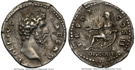 Aelius (AD 136-138). AR denarius (19mm, 3.51 gm, 7h). NGC XF 5/5 - 4/5. Rome, AD 137. L AELIVS-CAESAR, bare head of Aelius right / TR POT-COS II, Conc...